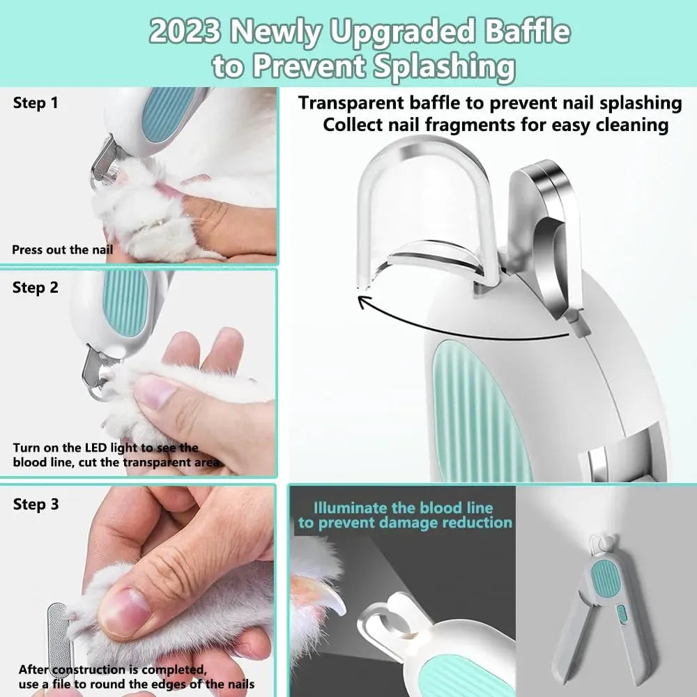 Dog And Cat Nail Clippers, Pet Nail Trimmers With LED Light, And Circular Cut-hole Cat Paw Cutter Dogs Nail Cutter Avoid Excessive Cutting - Bellarte Enchanté Dog And Cat Nail Clippers, Pet Nail Trimmers With LED Light, And Circular Cut-hole Cat Paw Cutter Dogs Nail Cutter Avoid Excessive Cutting